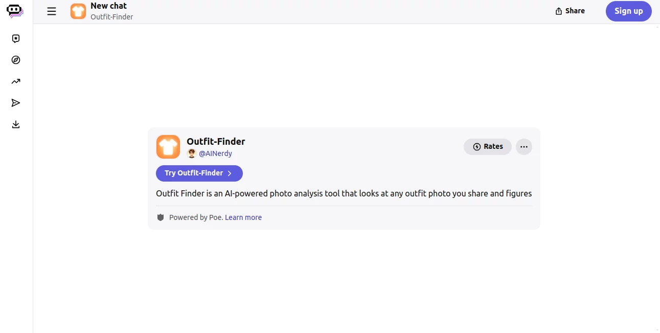 Screenshot of Outfit Finder – An AI tool in the ,AI Image Recognition ,AI Life Assistant ,AI Clothing Generator  category, showcasing its interface and key features.