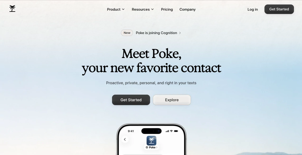 Screenshot of Poke – An AI tool in the ,AI Task Management ,AI Productivity Tools ,AI Email Assistant ,AI Scheduling  category, showcasing its interface and key features.