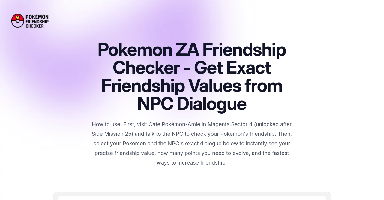 Screenshot of Pokemon Friendship Checker – An AI tool in the ,AI Game ,Other  category, showcasing its interface and key features.
