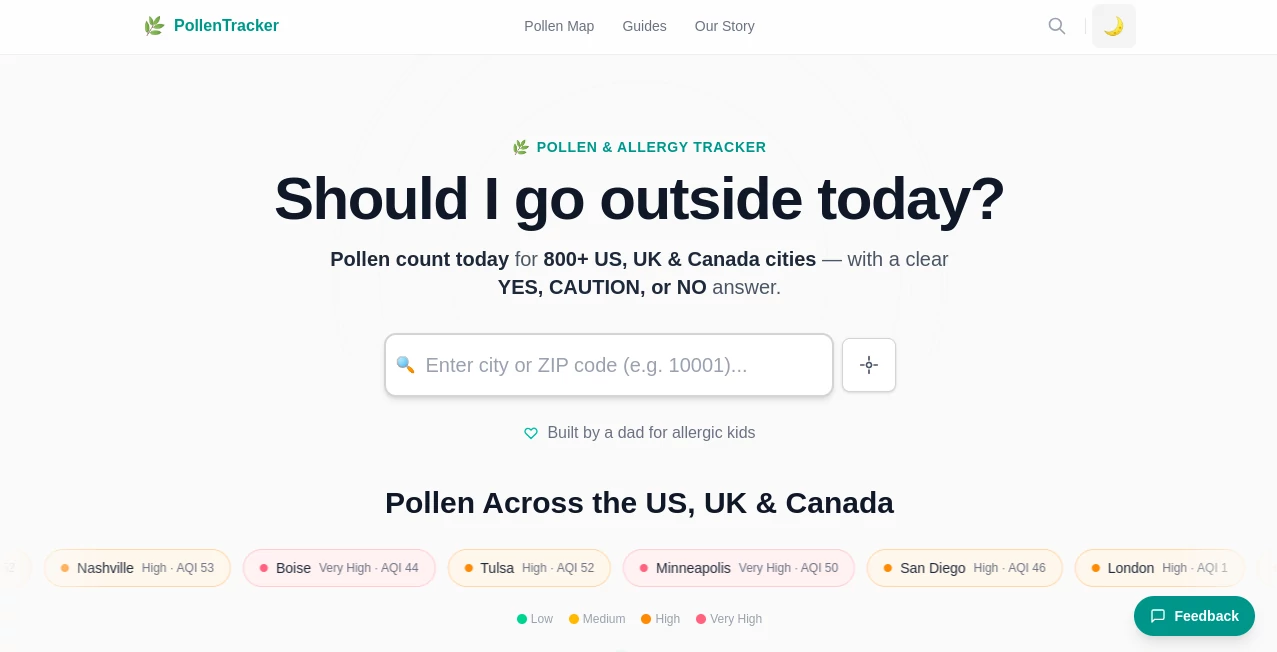Screenshot of PollenTracker – An AI tool in the ,AI Life Assistant ,AI Productivity Tools ,AI Analytics Assistant ,AI Healthcare  category, showcasing its interface and key features.