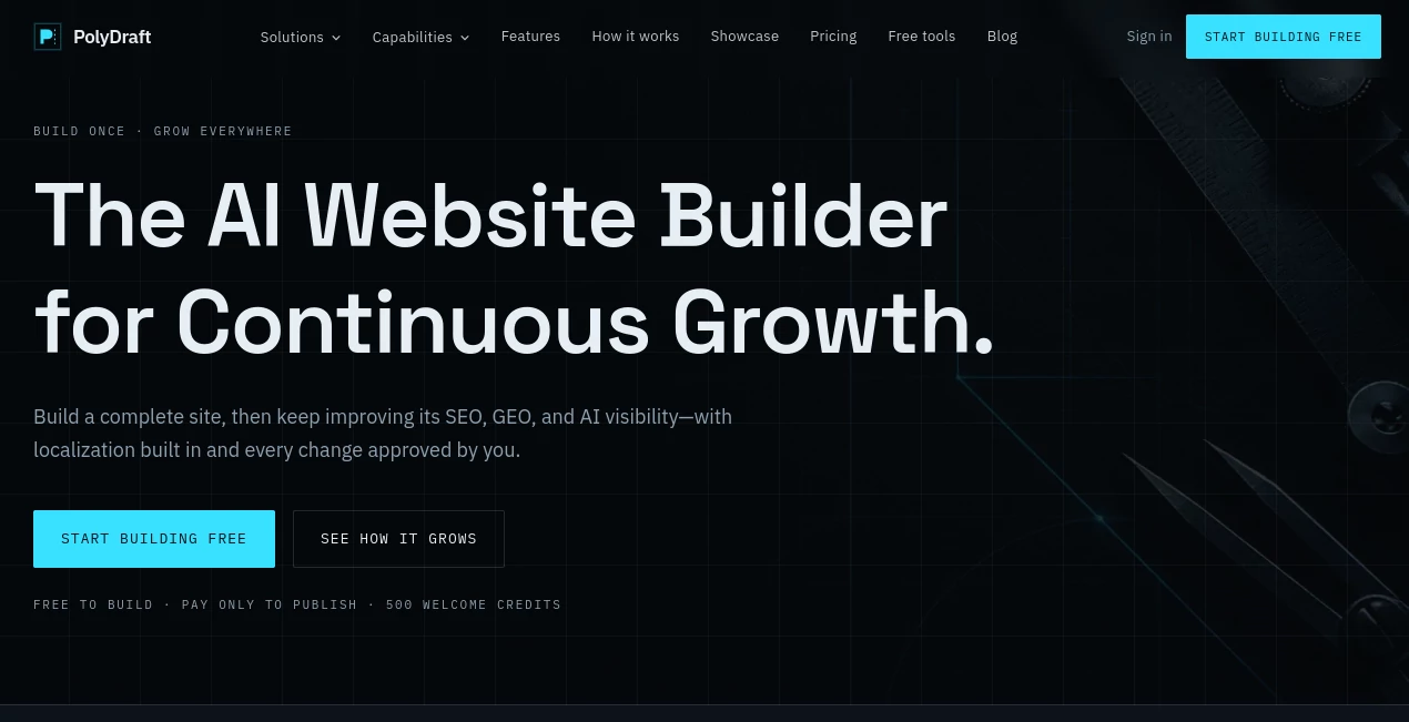 Screenshot of PolyDraft – An AI tool in the ,AI Website Builder ,AI SEO Assistant ,AI Developer Tools ,AI Marketing Plan Generator  category, showcasing its interface and key features.