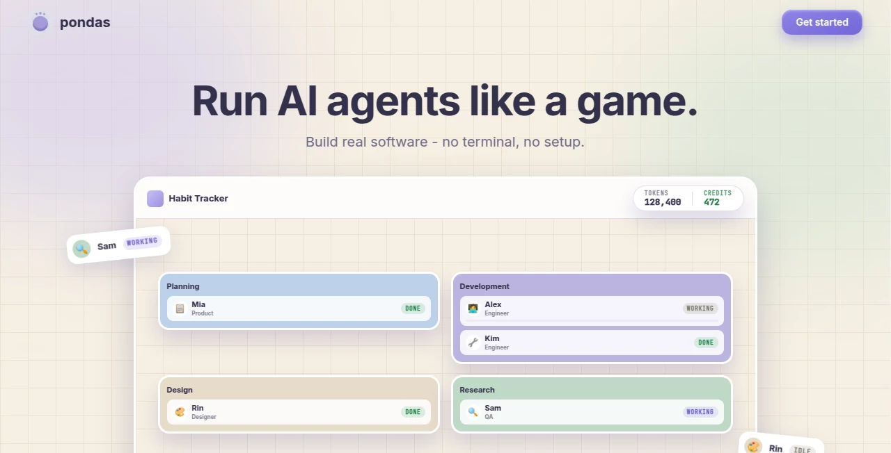 Screenshot of Pondas – An AI tool in the ,AI App Builder ,AI Testing & QA ,AI Code Generator ,AI Developer Tools  category, showcasing its interface and key features.