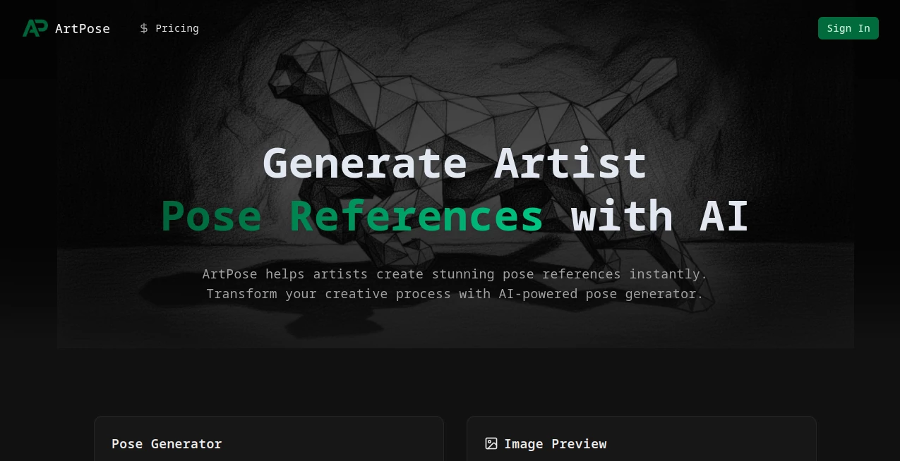 Screenshot of ArtPose – An AI tool in the ,AI Photo & Image Generator ,Photo & Image Editor ,AI Art Generator ,AI Design Generator  category, showcasing its interface and key features.