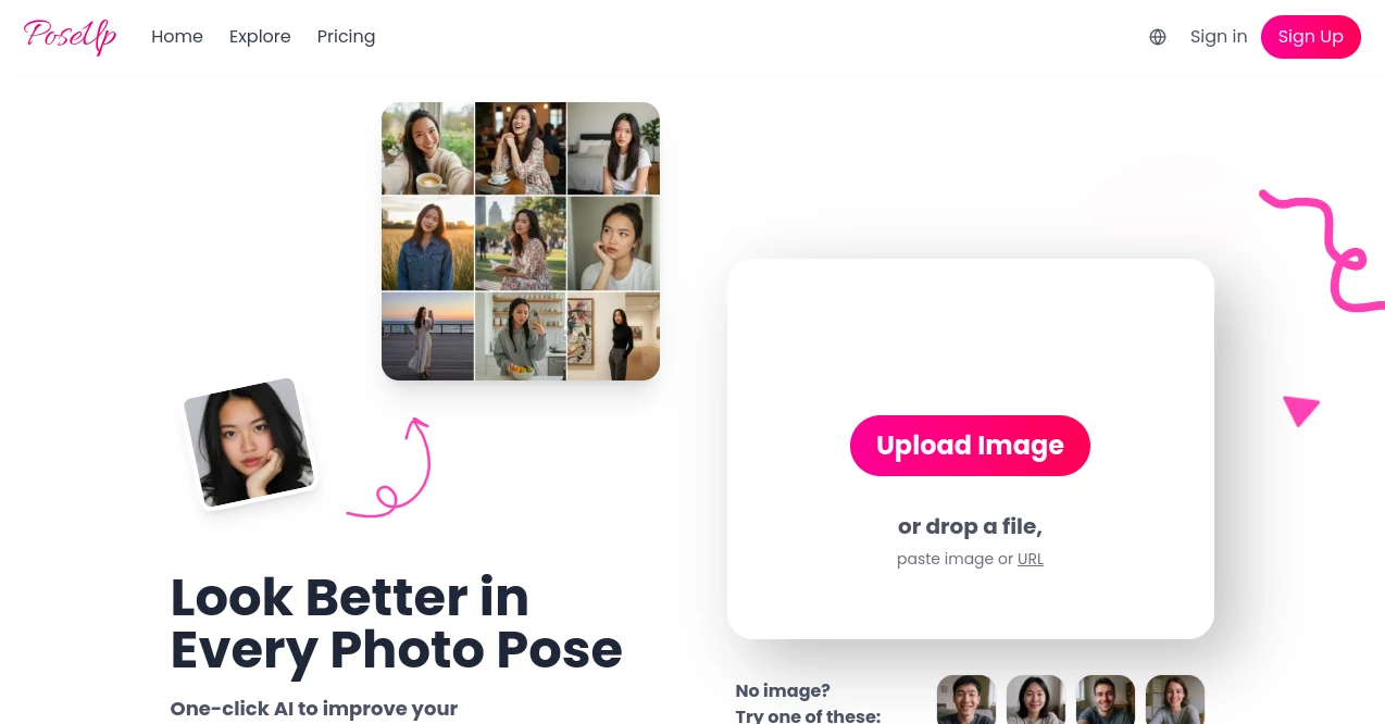 Screenshot of poseup – An AI tool in the ,AI Design Assistant ,AI Selfie & Portrait ,Photo & Image Editor ,AI Photography  category, showcasing its interface and key features.