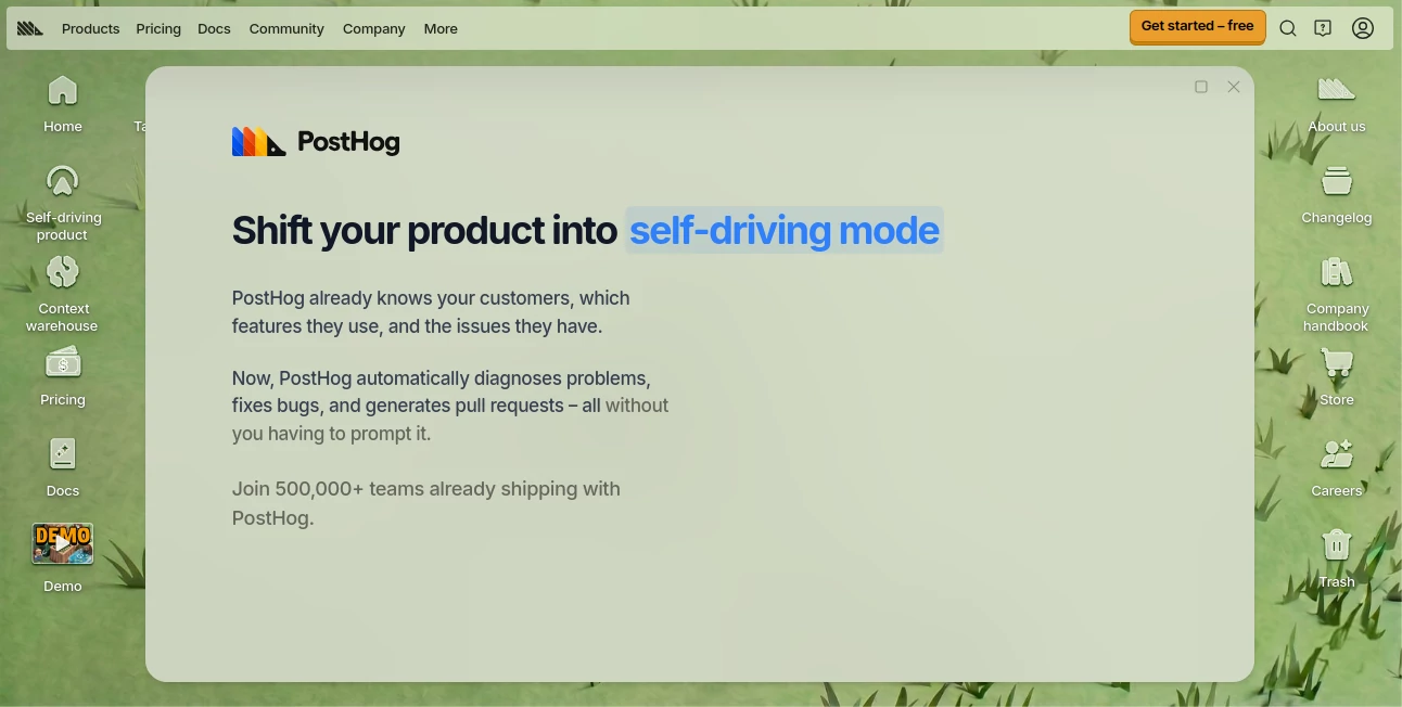 Screenshot of PostHog – An AI tool in the ,AI Testing & QA ,AI Analytics Assistant ,AI Developer Tools ,AI Productivity Tools  category, showcasing its interface and key features.