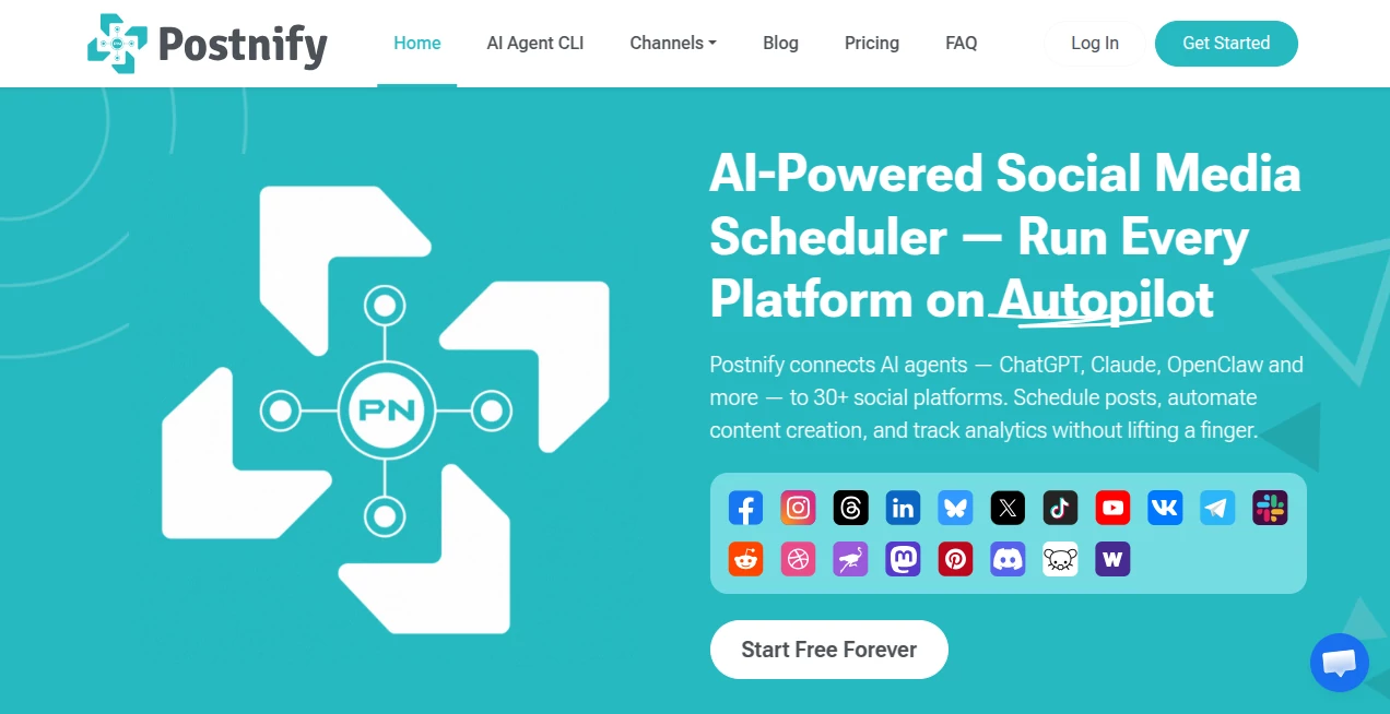 Screenshot of Postnify – An AI tool in the ,AI Content Generator ,AI Social Media Assistant ,AI Marketing Plan Generator ,AI Productivity Tools  category, showcasing its interface and key features.