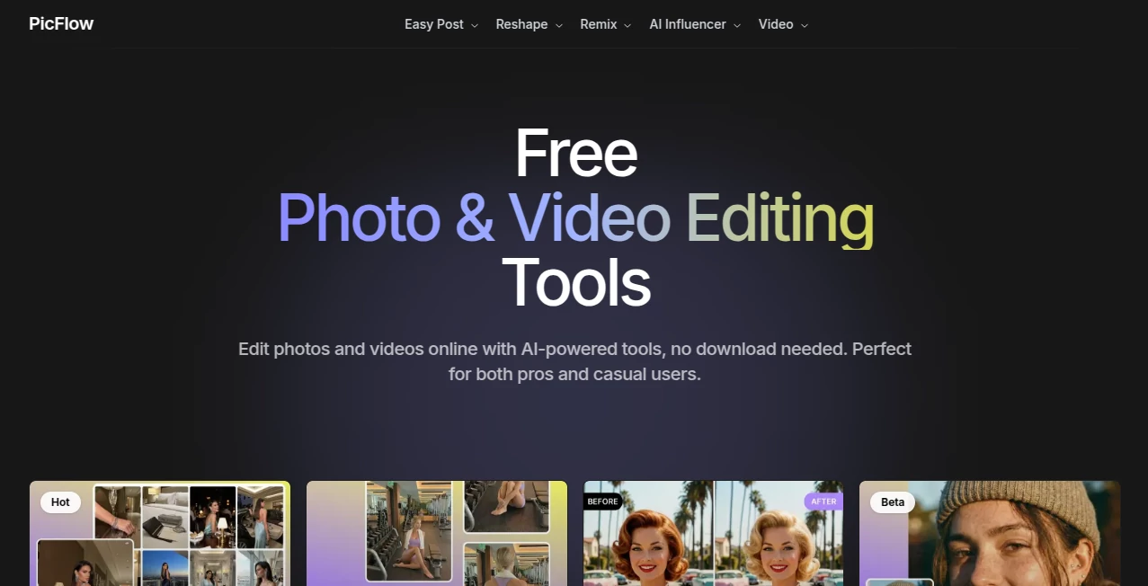 Screenshot of PostPlus AI – An AI tool in the ,AI Video Generator ,Photo & Image Editor ,AI Photo Enhancer ,AI Face Swap Generator  category, showcasing its interface and key features.