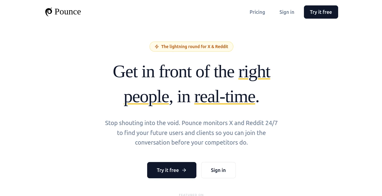 Screenshot of Pounce – An AI tool in the ,AI Productivity Tools ,AI Team Collaboration ,AI Notes Assistant ,AI Workflow Management  category, showcasing its interface and key features.