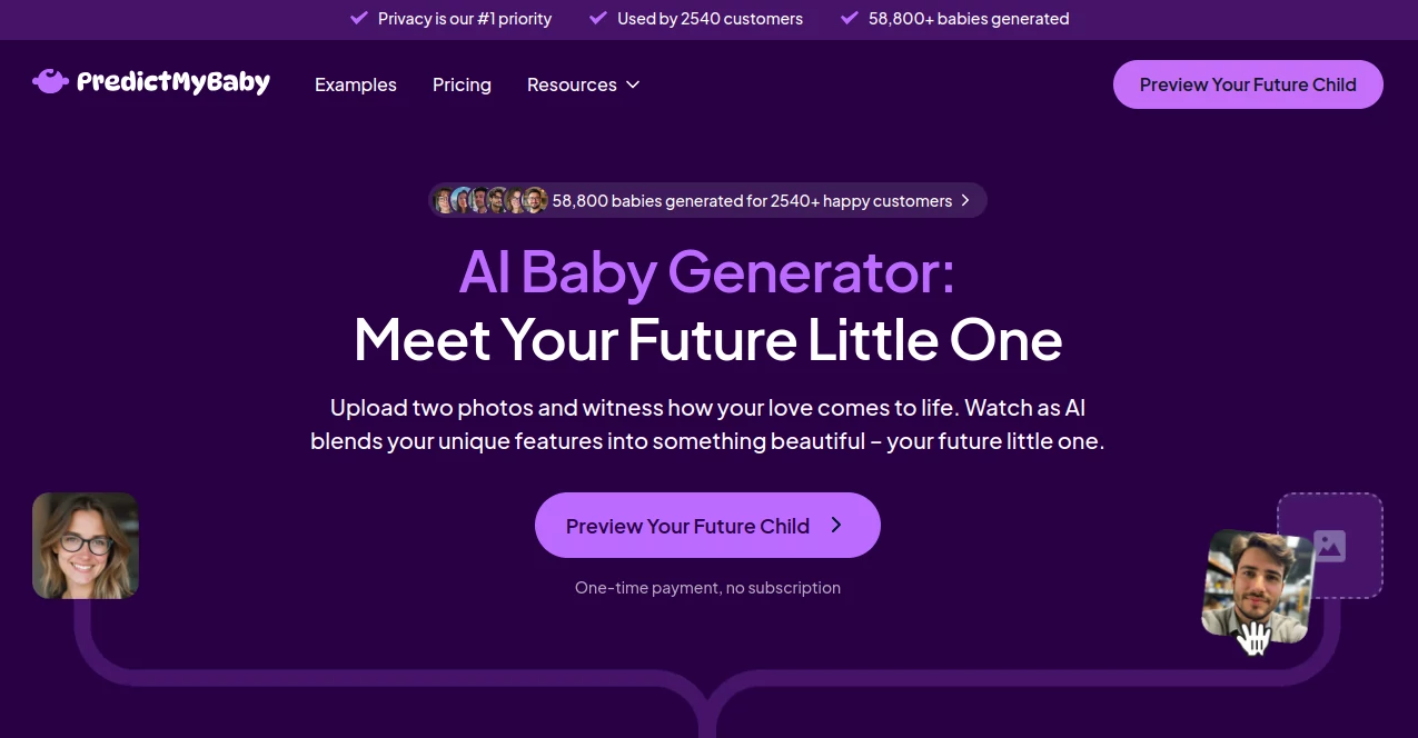 Screenshot of AI Baby Generator – An AI tool in the ,AI Parenting ,AI Fun Tools ,AI Life Assistant ,Other  category, showcasing its interface and key features.