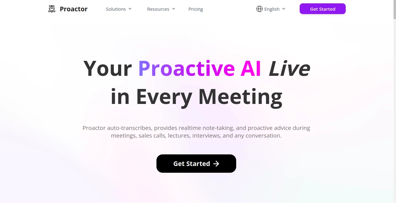 Screenshot of Proactor – An AI tool in the ,AI Sales Assistant ,AI Transcription ,AI Meeting Assistant ,AI Notes Assistant  category, showcasing its interface and key features.