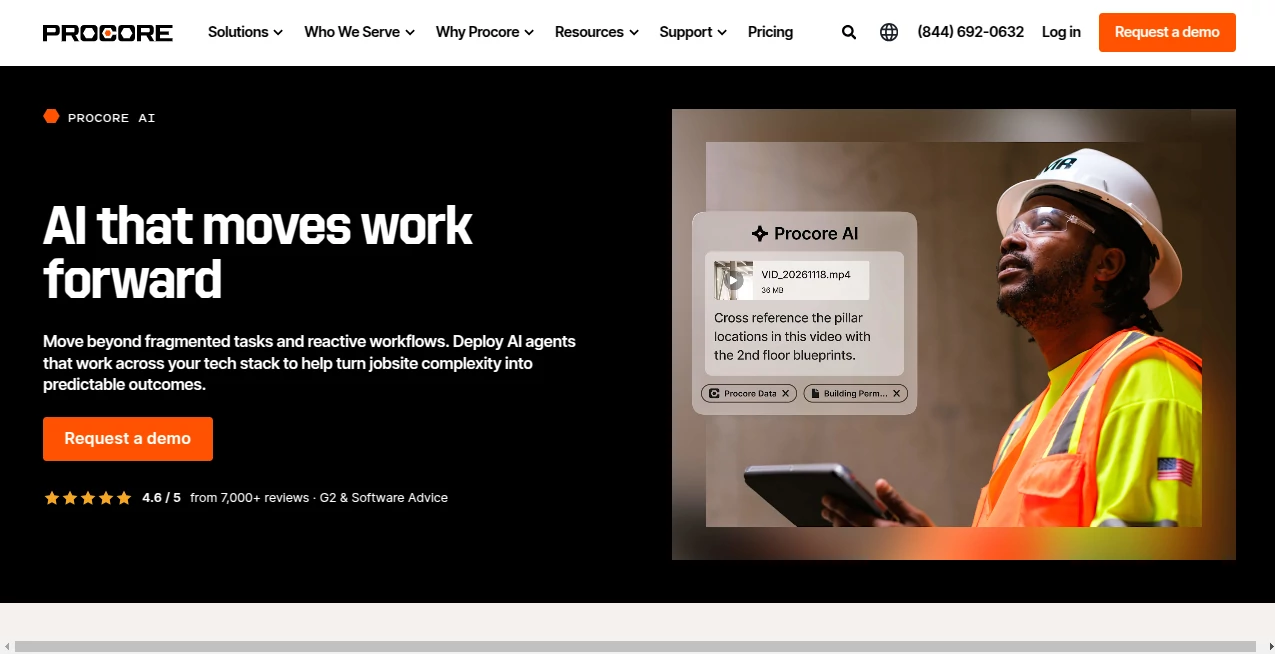 Screenshot of Procore AI – An AI tool in the ,AI Productivity Tools ,AI Team Collaboration ,AI Workflow Management ,AI Project Management  category, showcasing its interface and key features.