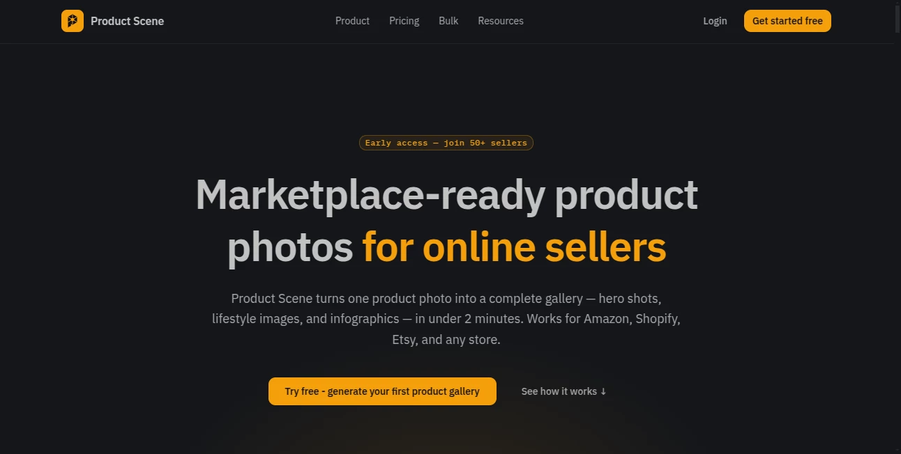 Screenshot of Product Scene – An AI tool in the ,AI Photo & Image Generator ,AI Photography ,AI Image to Image ,AI E-commerce Assistant  category, showcasing its interface and key features.
