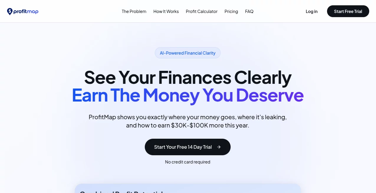 Screenshot of ProfitMap – An AI tool in the ,AI Accounting Assistant ,AI Business Ideas Generator ,AI Analytics Assistant ,AI Productivity Tools  category, showcasing its interface and key features.
