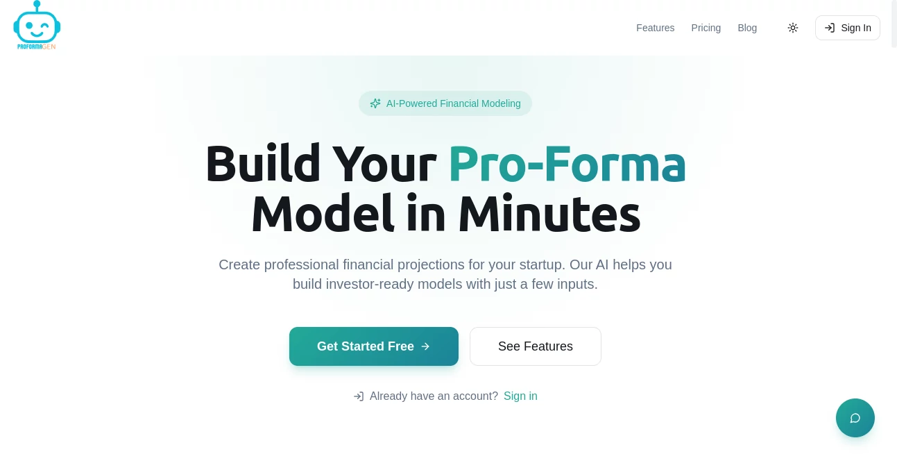 Screenshot of ProFormaGen – An AI tool in the ,AI Accounting Assistant ,AI Research Tool ,AI Business Ideas Generator ,AI Consulting Assistant  category, showcasing its interface and key features.