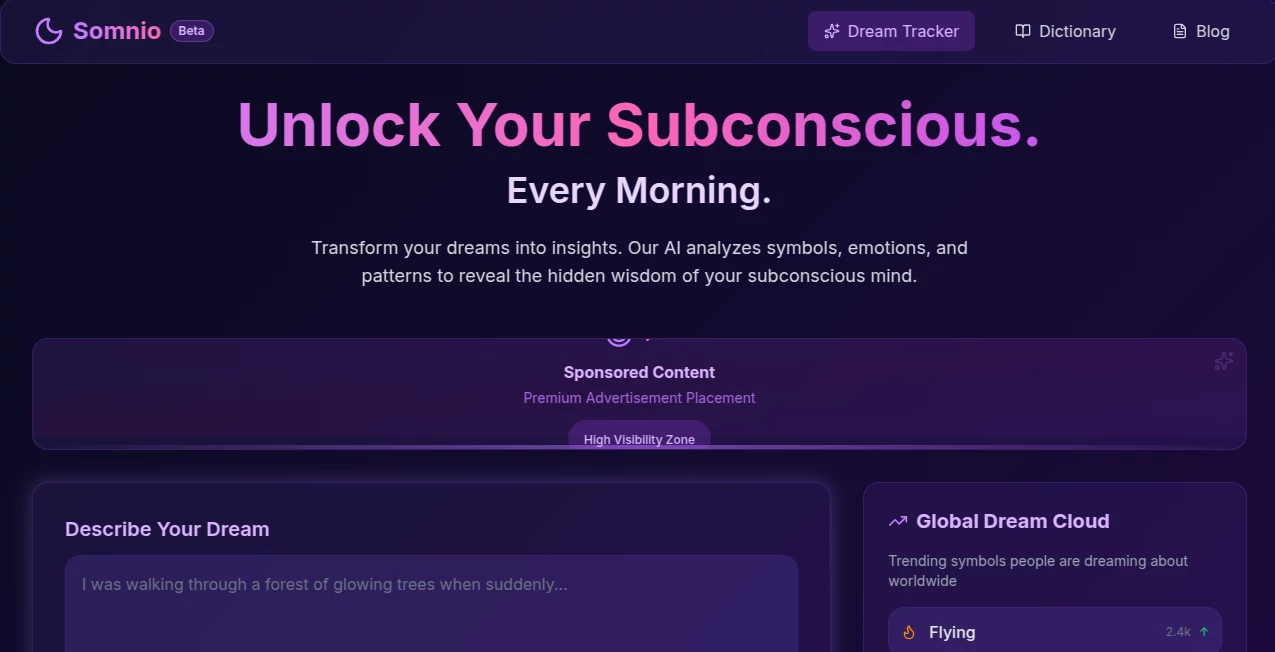 Screenshot of Somnio – An AI tool in the ,AI Workflow Management ,AI App Builder ,AI No-Code & Low-Code ,AI Developer Tools  category, showcasing its interface and key features.