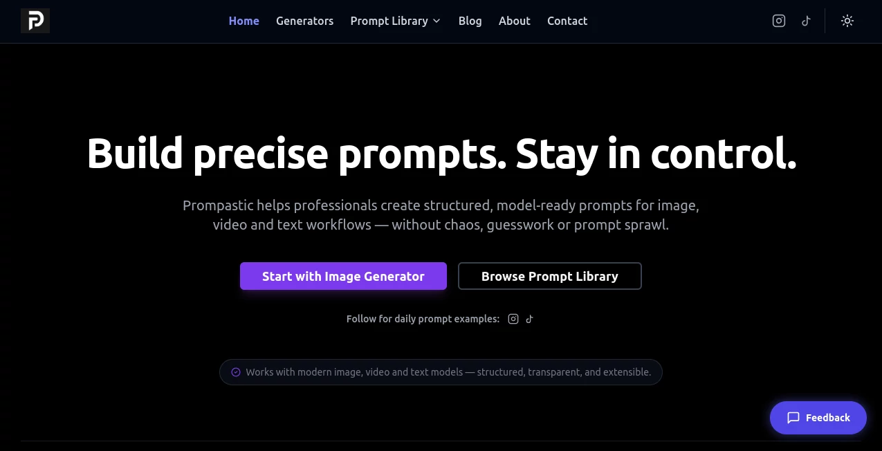Screenshot of Prompastic – An AI tool in the ,AI Writing Assistants ,AI Content Generator ,AI Developer Tools ,AI Design Generator  category, showcasing its interface and key features.