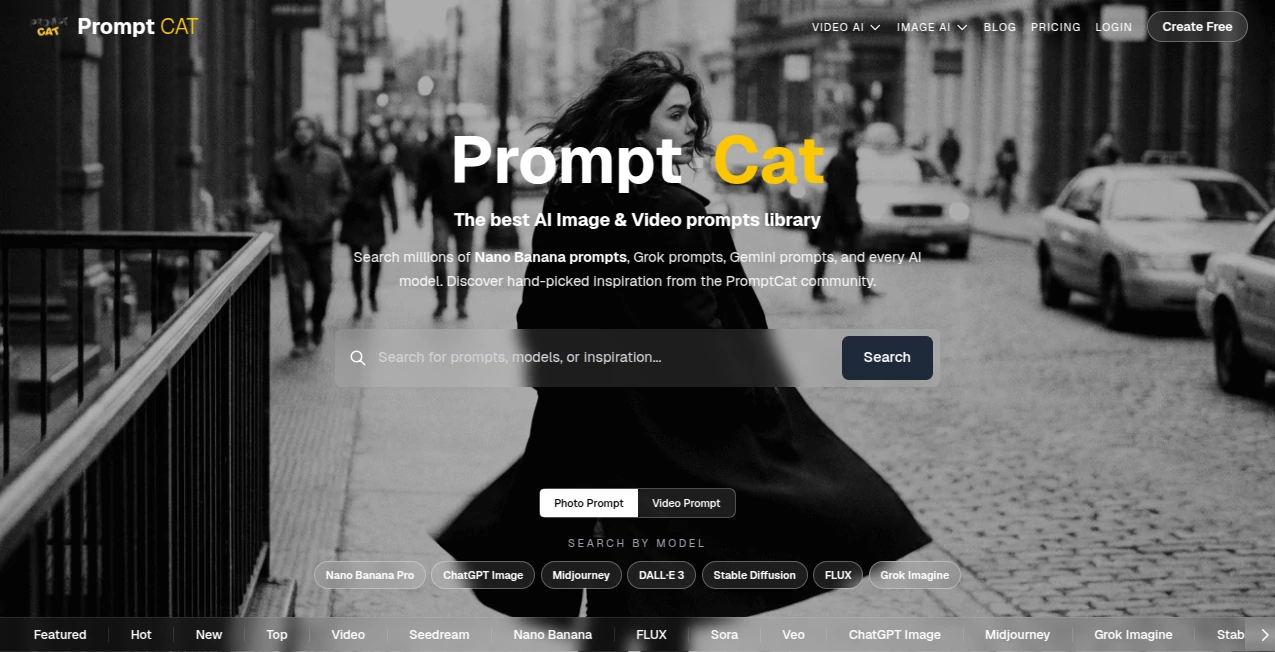 Screenshot of promptcat – An AI tool in the ,AI Content Generator ,Prompt ,AI Writing Assistants  category, showcasing its interface and key features.