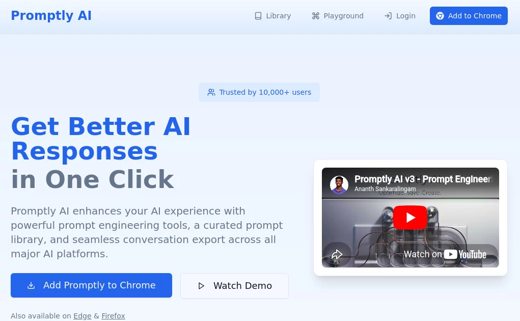 Screenshot of Promptly Ai – An AI tool in the ,AI Writing Assistants ,AI Developer Tools ,Prompt ,AI Productivity Tools  category, showcasing its interface and key features.