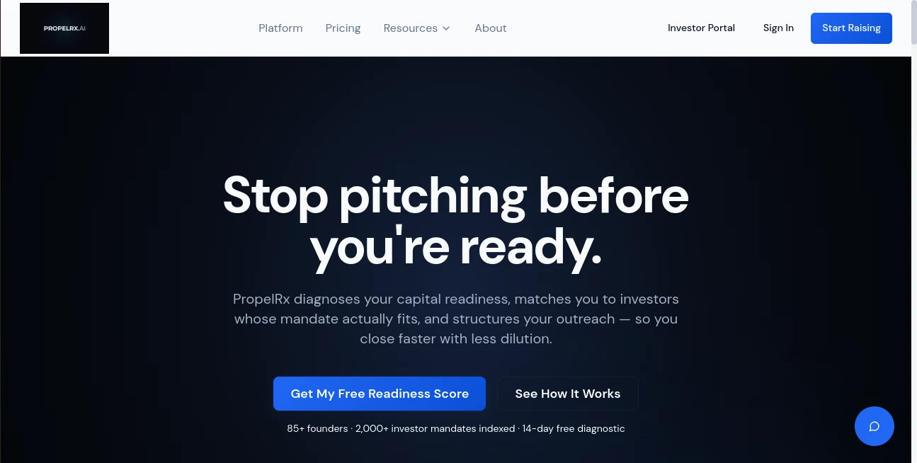 Screenshot of PropelRx – An AI tool in the ,AI Research Tool ,AI Business Ideas Generator ,AI Consulting Assistant ,AI Workflow Management  category, showcasing its interface and key features.