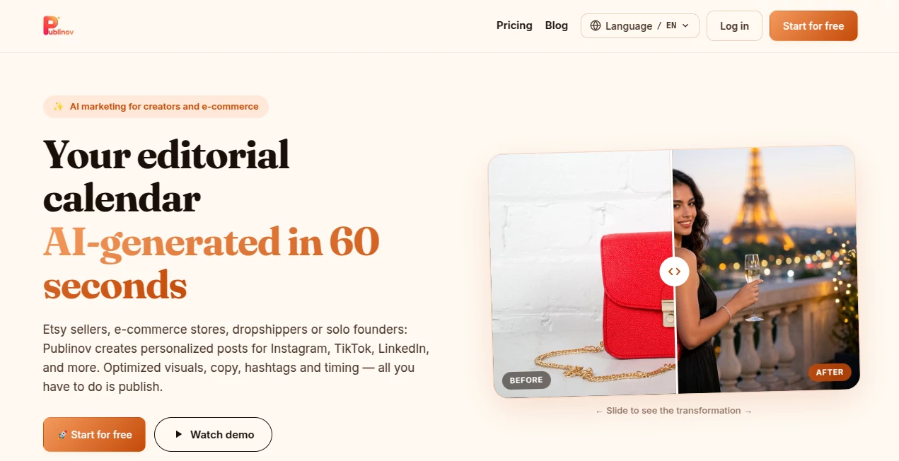 Screenshot of Publinov – An AI tool in the ,AI Writing Assistants ,AI Content Generator ,AI Productivity Tools ,AI Team Collaboration  category, showcasing its interface and key features.