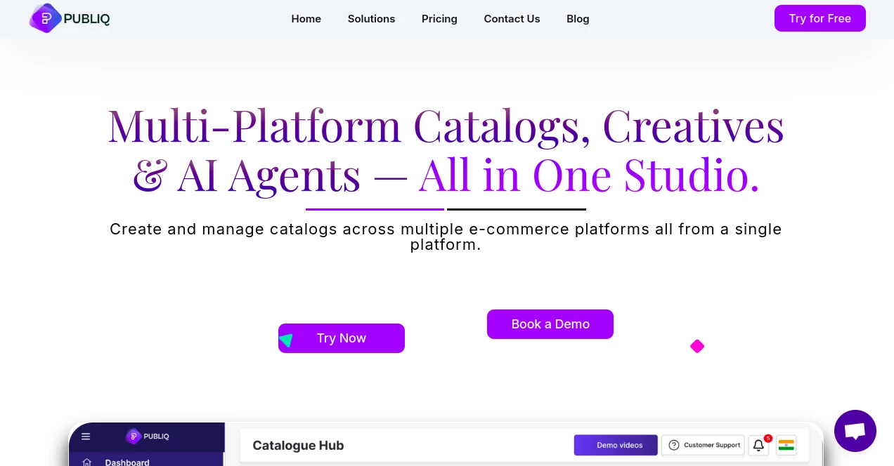 Screenshot of Publiq Studio – An AI tool in the ,AI Content Generator ,AI E-commerce Assistant  category, showcasing its interface and key features.