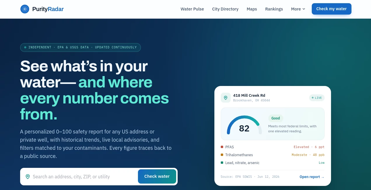 Screenshot of PurityRadar – An AI tool in the ,AI Research Tool ,AI Analytics Assistant ,AI Healthcare  category, showcasing its interface and key features.