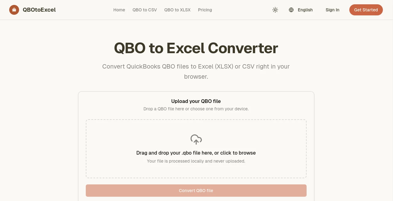 Screenshot of QBO to Excel converter – An AI tool in the ,AI Cosplay Generator ,Productivity  category, showcasing its interface and key features.