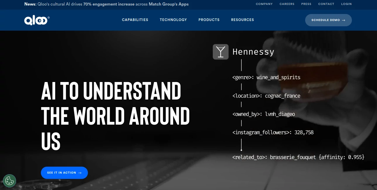 Screenshot of Qloo – An AI tool in the ,Large Language Models (LLMs) ,AI Research Tool ,AI Analytics Assistant ,Other  category, showcasing its interface and key features.