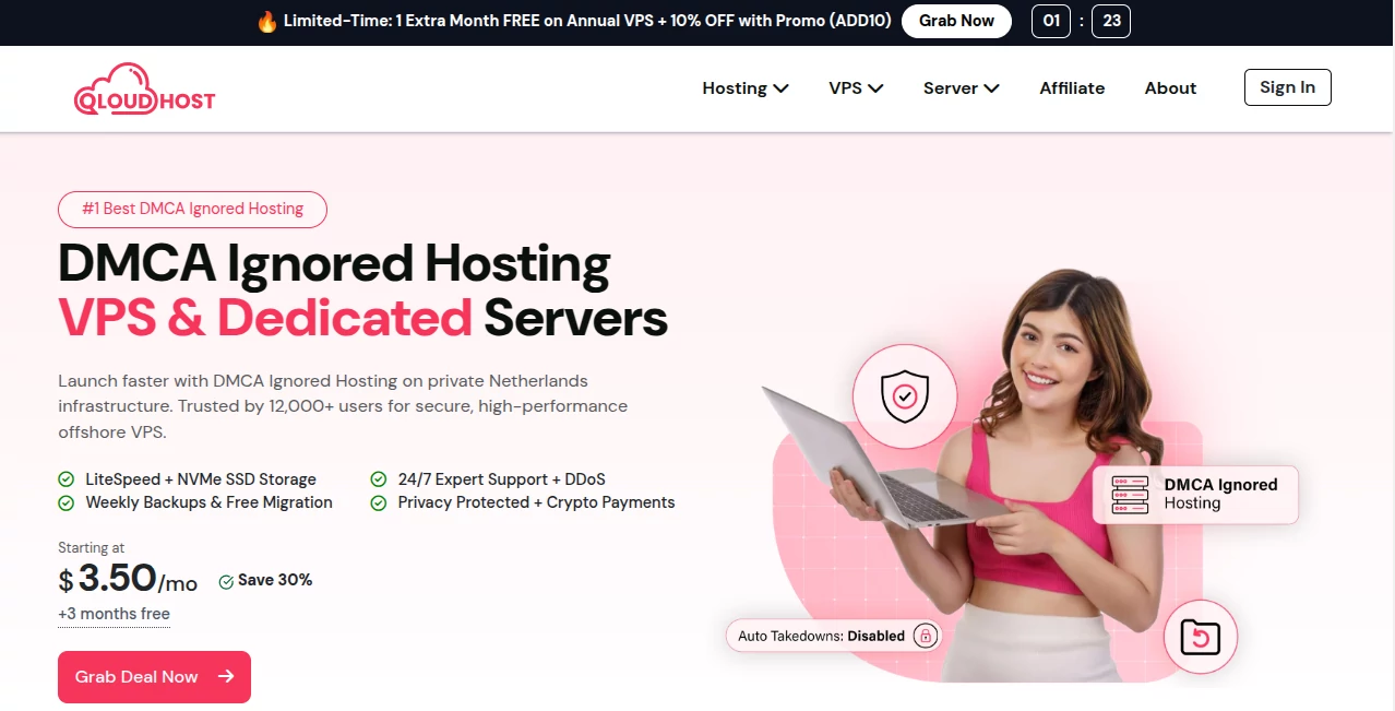 Screenshot of QloudHost – An AI tool in the ,Other  category, showcasing its interface and key features.