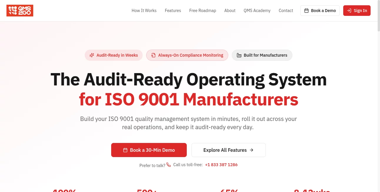 Screenshot of QMS2GO – An AI tool in the ,AI Workflow Management ,AI Document Extraction ,AI Project Management ,AI Business Ideas Generator  category, showcasing its interface and key features.