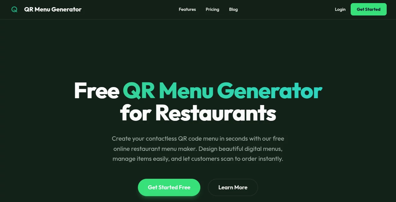 Screenshot of QR Menu Generator – An AI tool in the ,AI Forms & Surveys ,AI Website Designer ,AI Design Generator  category, showcasing its interface and key features.