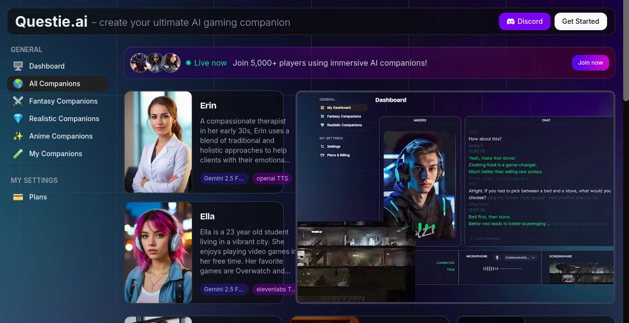 Screenshot of Questie.ai – An AI tool in the ,AI Game  category, showcasing its interface and key features.