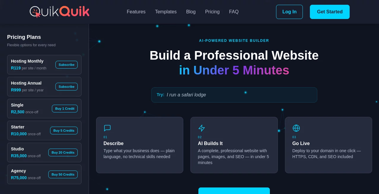 Screenshot of QuikQuik – An AI tool in the ,AI Website Builder ,AI No-Code & Low-Code ,AI Design Generator ,AI Developer Tools  category, showcasing its interface and key features.