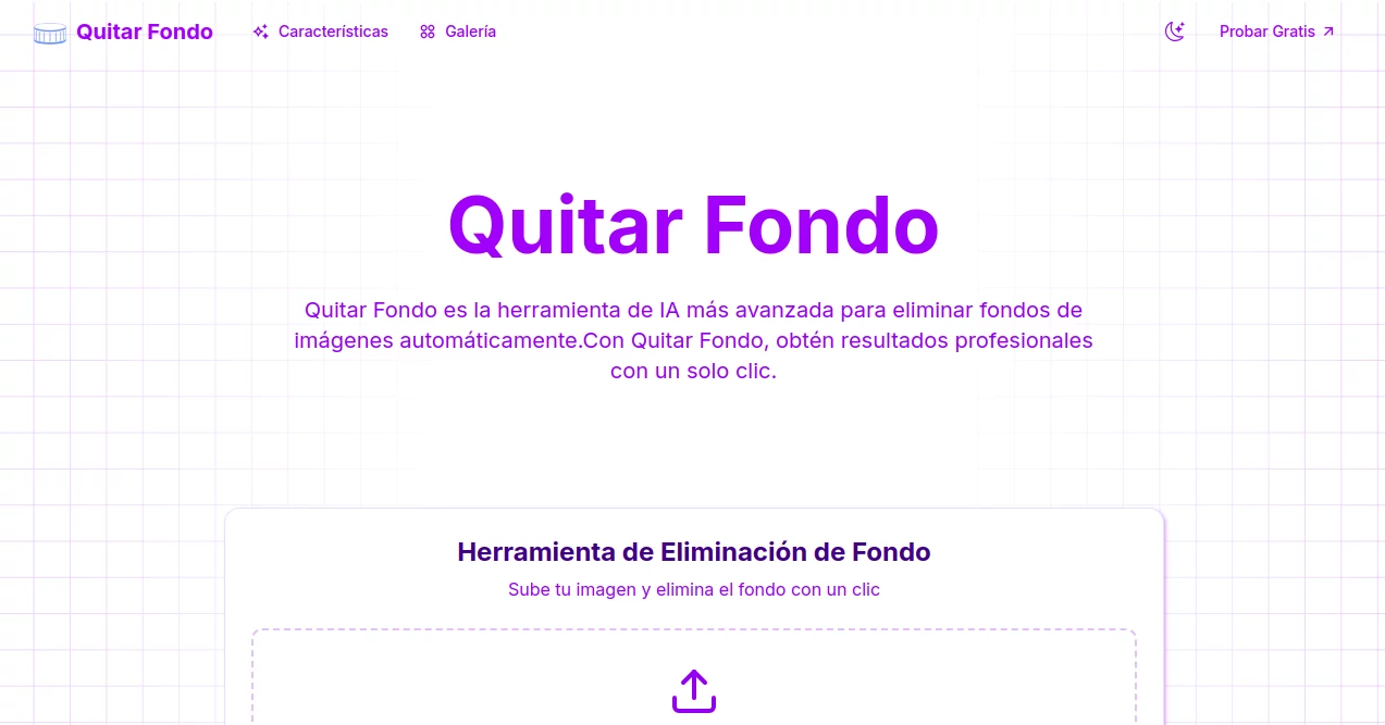 Screenshot of Quitar Fondo – An AI tool in the ,AI Background Remover  category, showcasing its interface and key features.