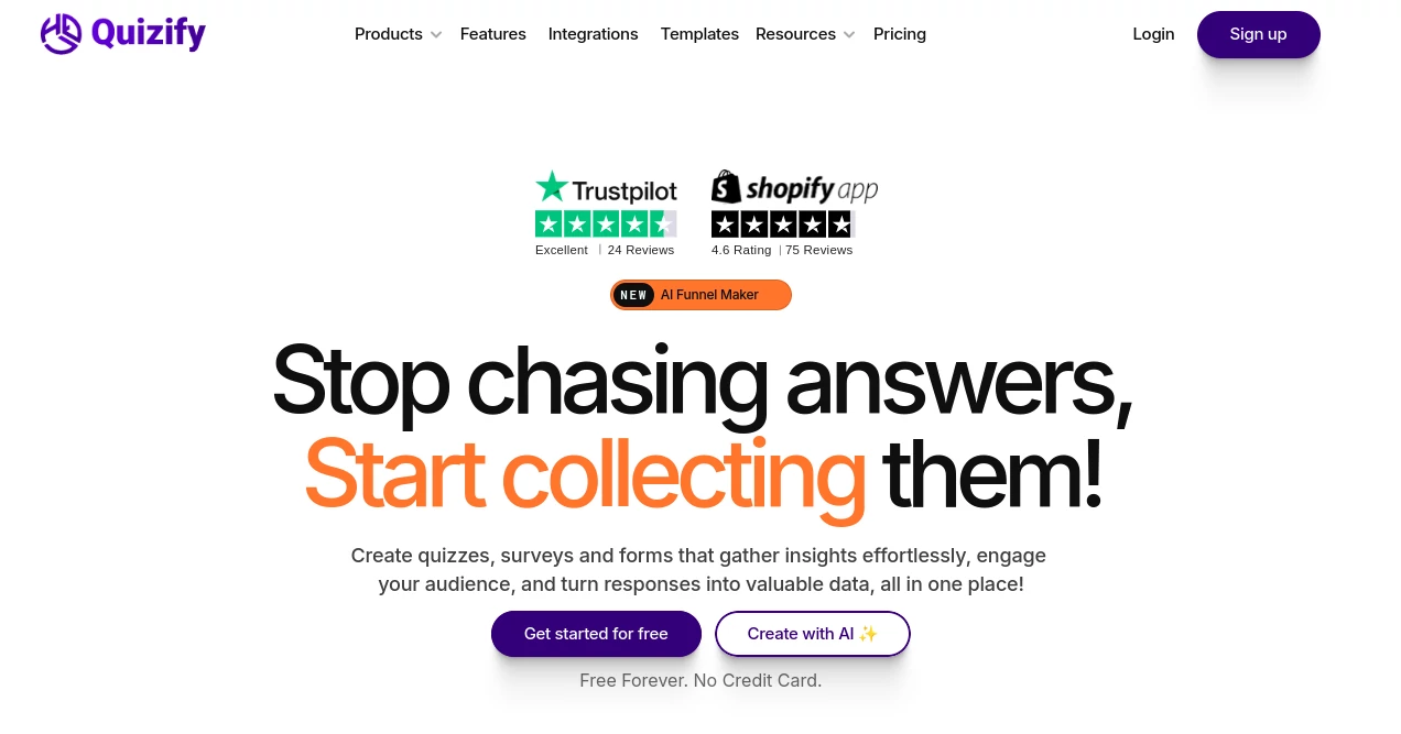 Screenshot of Quizify – An AI tool in the ,AI Lead Generation ,AI Marketing Plan Generator ,AI Quizzes ,AI Forms & Surveys  category, showcasing its interface and key features.