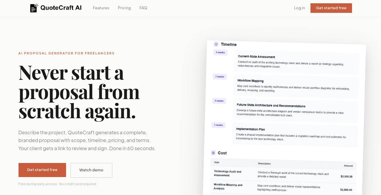 Screenshot of QuoteCraft AI – An AI tool in the ,AI Writing Assistants ,AI Content Generator ,AI Digital Marketing Generator  category, showcasing its interface and key features.