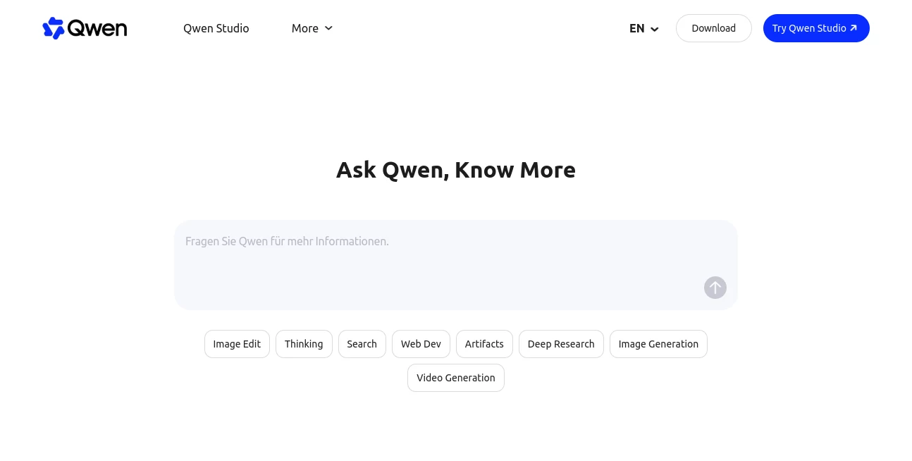 Screenshot of Qwen – An AI tool in the ,AI Writing Assistants ,AI Developer Tools ,AI Chatbot ,Large Language Models (LLMs)  category, showcasing its interface and key features.