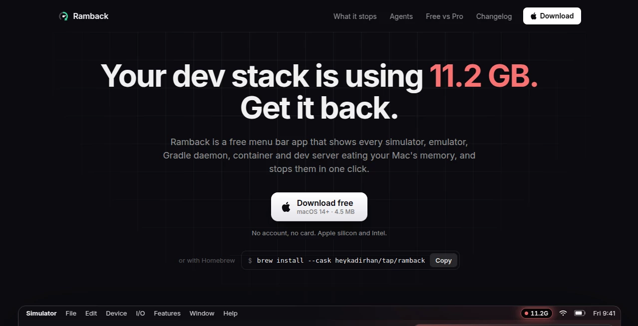 Screenshot of Ramback – An AI tool in the ,Code & IT ,AI Developer Tools  category, showcasing its interface and key features.