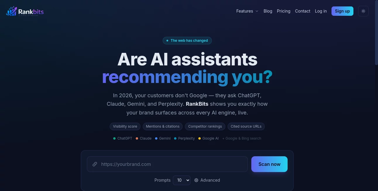Screenshot of RankBits – An AI tool in the ,AI Website Builder ,AI Developer Tools ,AI Analytics Assistant ,AI SEO Assistant  category, showcasing its interface and key features.