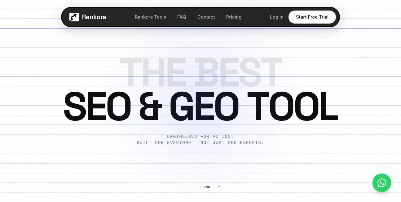 Screenshot of Rankora – An AI tool in the ,AI SEO Assistant ,AI Digital Marketing Generator ,AI Research Tool ,AI Analytics Assistant  category, showcasing its interface and key features.