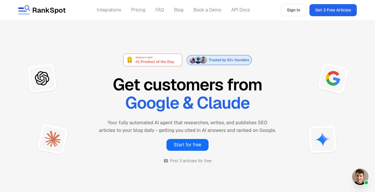 Screenshot of RankSpot – An AI tool in the ,AI Blog Writer ,AI Content Generator ,AI SEO Assistant ,Marketing  category, showcasing its interface and key features.