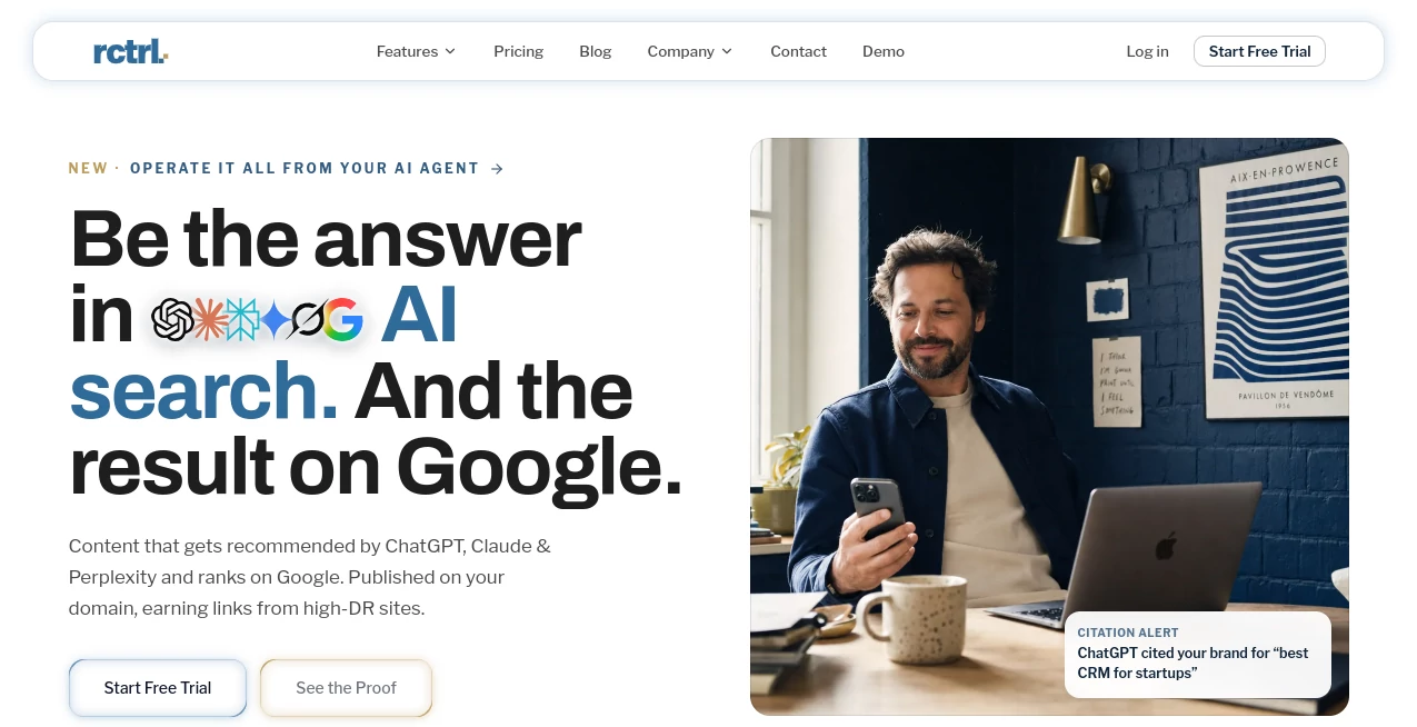 Screenshot of rctrl – An AI tool in the ,AI SEO Assistant ,AI Content Generator ,AI Analytics Assistant ,AI Marketing Plan Generator  category, showcasing its interface and key features.