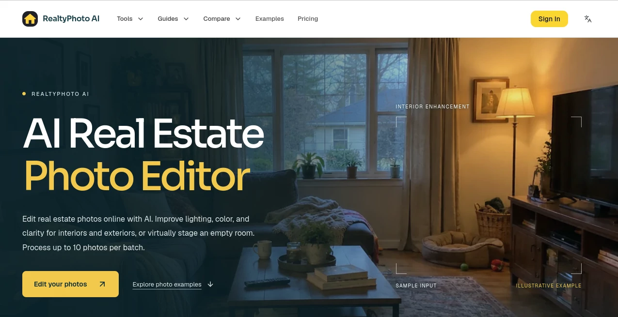 Screenshot of RealtyPhoto – An AI tool in the ,Image  category, showcasing its interface and key features.
