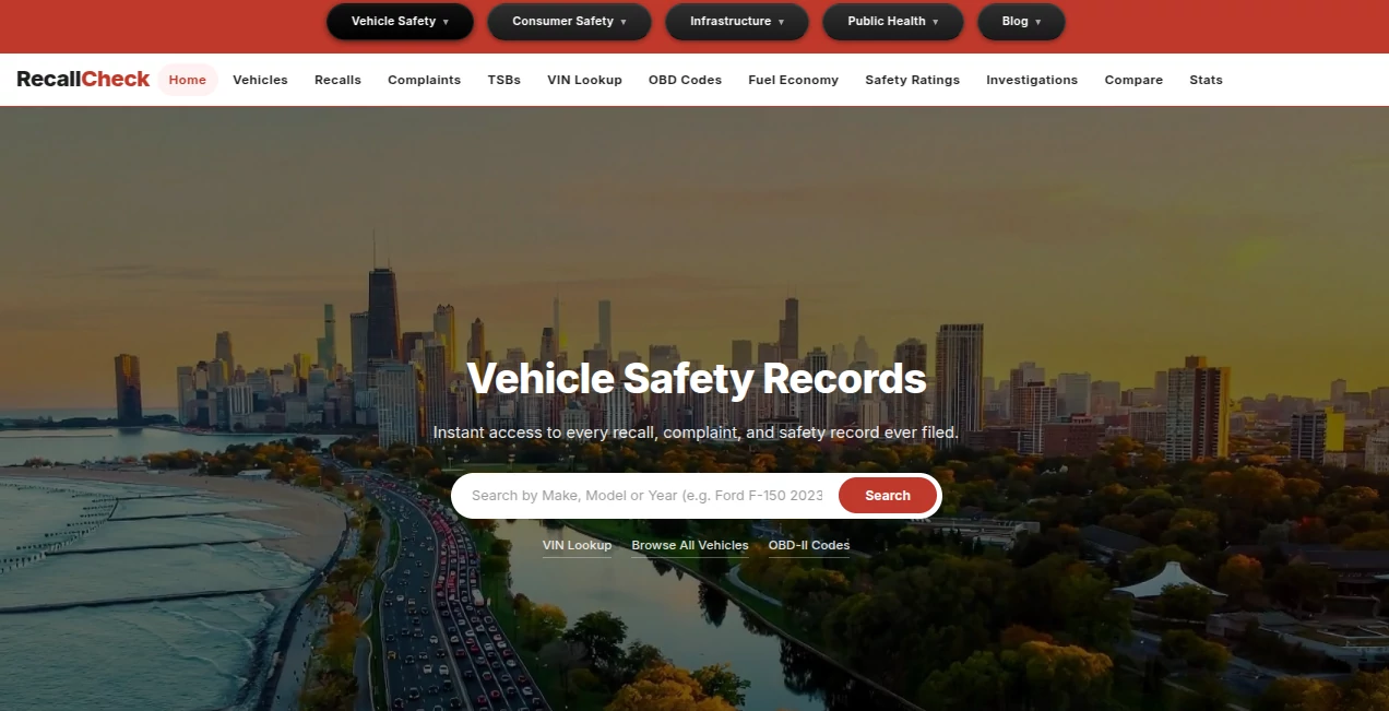 Screenshot of RecallCheck – An AI tool in the ,Other  category, showcasing its interface and key features.
