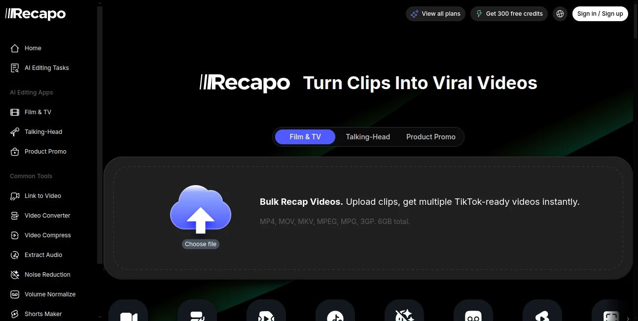 Screenshot of Recapo AI – An AI tool in the ,AI Video Editor ,AI Video Enhancer ,AI Video Generator ,AI Short Clips Generator  category, showcasing its interface and key features.