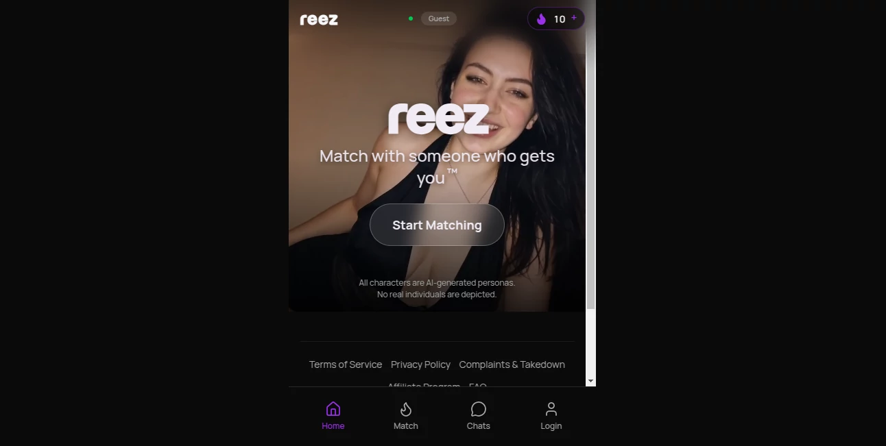 Screenshot of reez – An AI tool in the ,NSFW ,AI Girlfriend  category, showcasing its interface and key features.