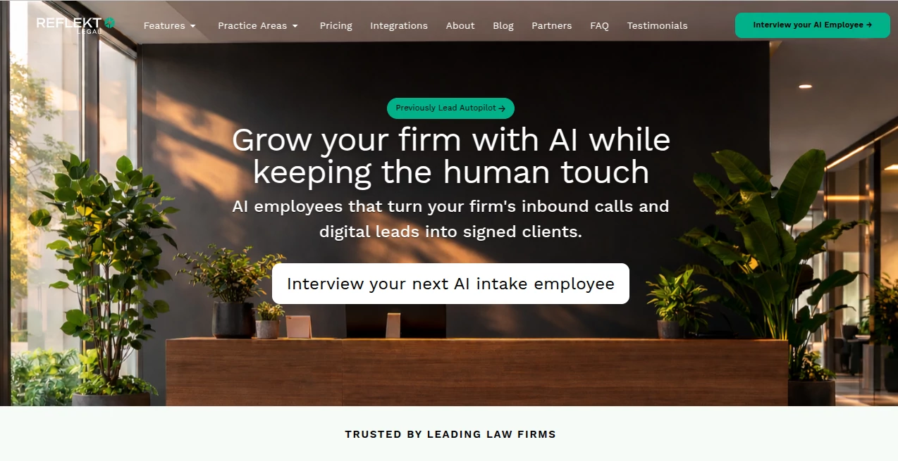 Screenshot of Reflekt Legal – An AI tool in the ,AI Customer Service Assistant ,AI Legal Assistant ,AI Workflow Management ,AI Scheduling  category, showcasing its interface and key features.