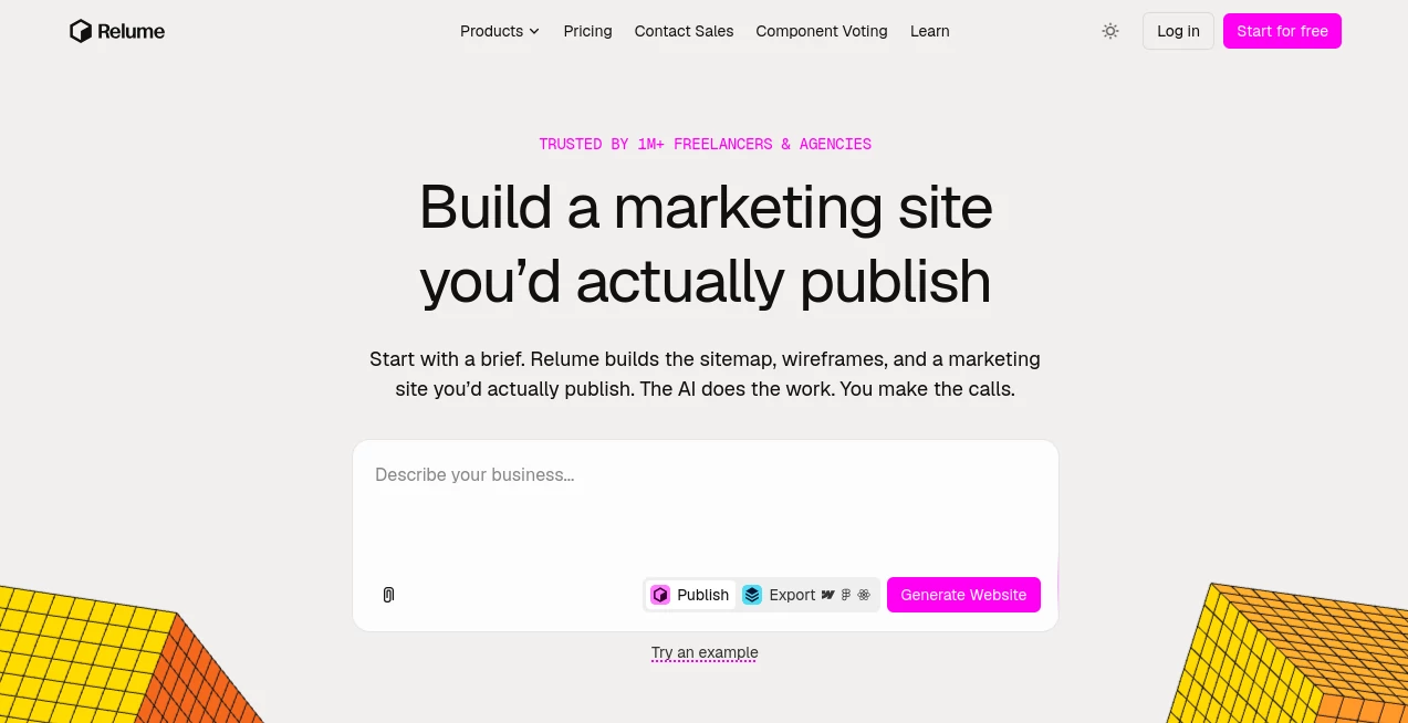 Screenshot of Relume AI – An AI tool in the ,AI Website Builder ,AI Design Assistant ,AI Website Designer ,AI Graphic Design  category, showcasing its interface and key features.