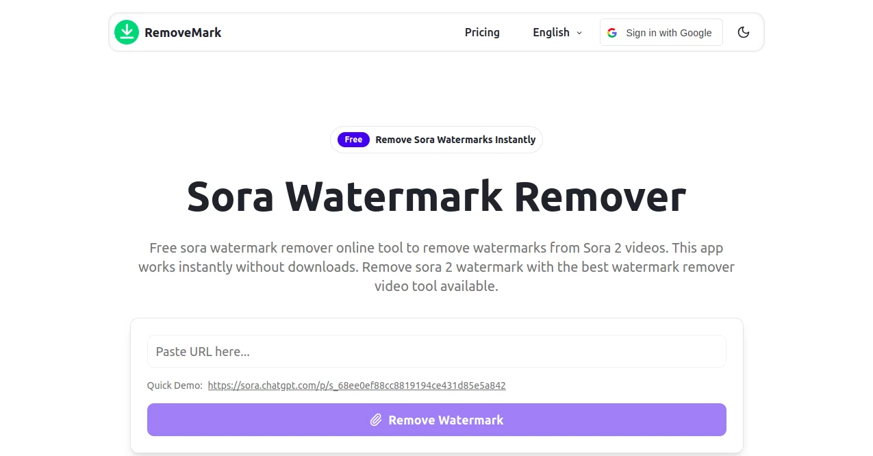 Screenshot of RemoveMark – An AI tool in the ,AI Background Remover ,Photo & Image Editor ,AI Photo Enhancer ,AI Image to Image  category, showcasing its interface and key features.