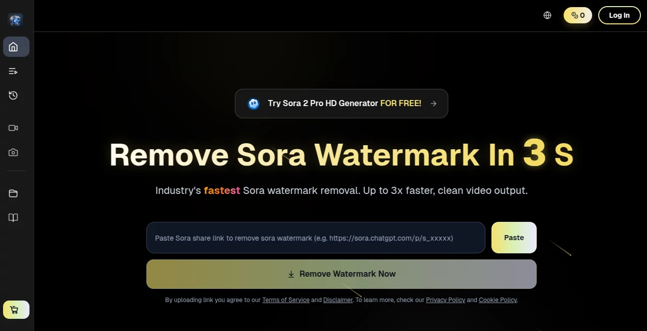 Screenshot of RemoveSoraWatermark – An AI tool in the ,AI Video Editor ,AI Video Enhancer ,AI Productivity Tools ,Video  category, showcasing its interface and key features.